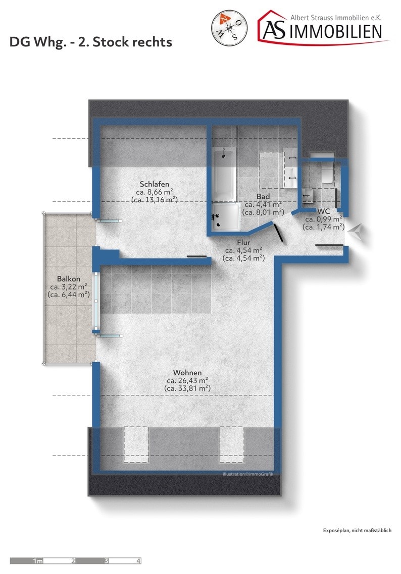 Grundriss Dachgeschosswohnung Dachau