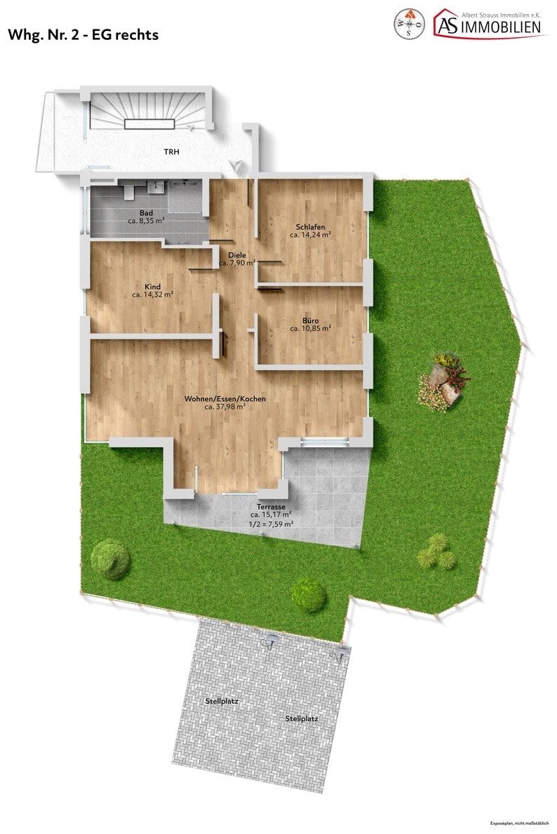 Grundriss unm�bliert Erdgeschosswohnung Bergkirchen