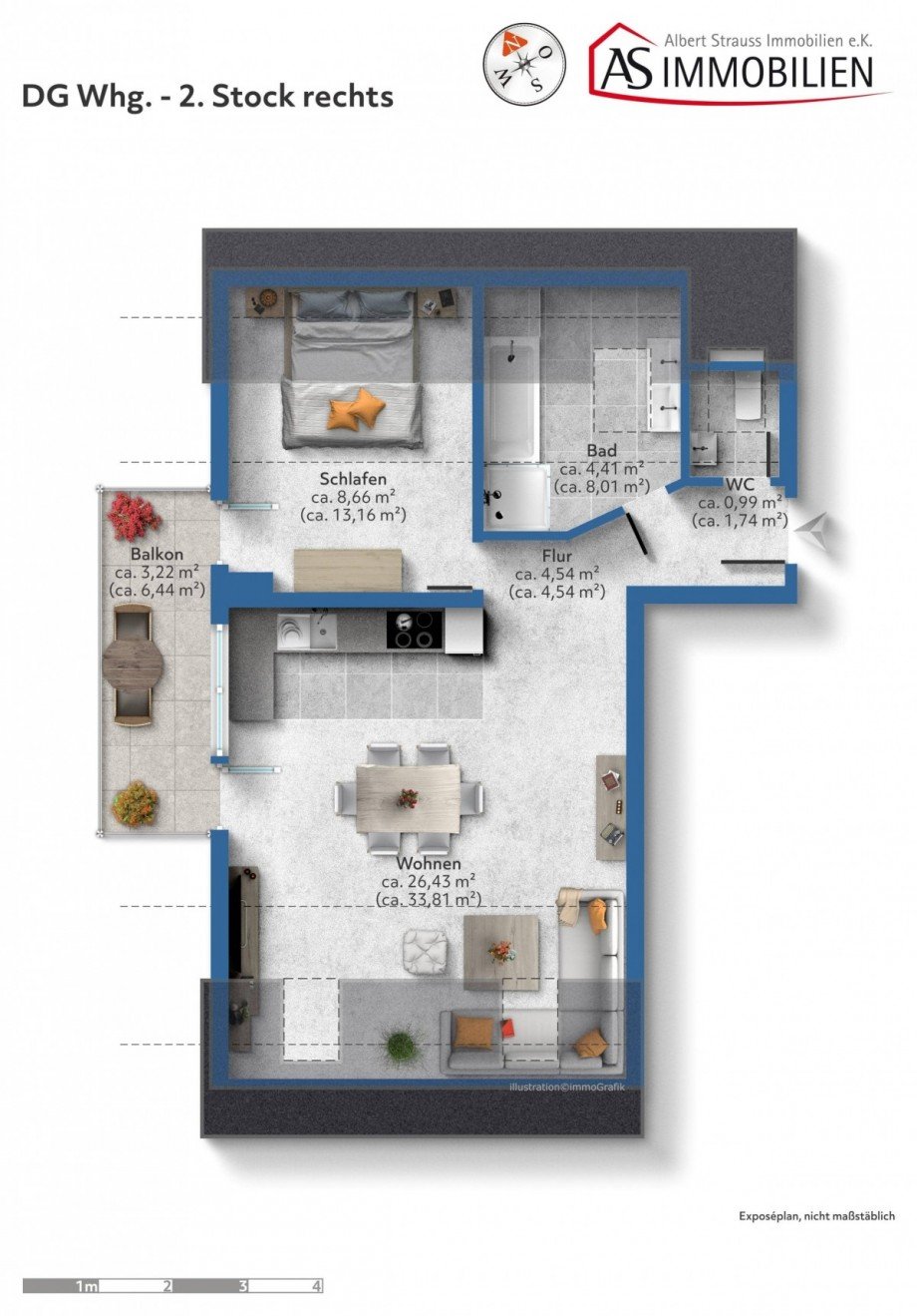 Einrichtungsbeispiel Dachgeschosswohnung Dachau